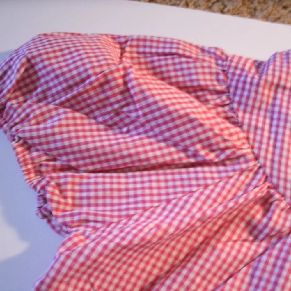 Lolly Wolly Doodle Girls Bishop Top Pink Gingham Short Sleeves Flowy 8 New